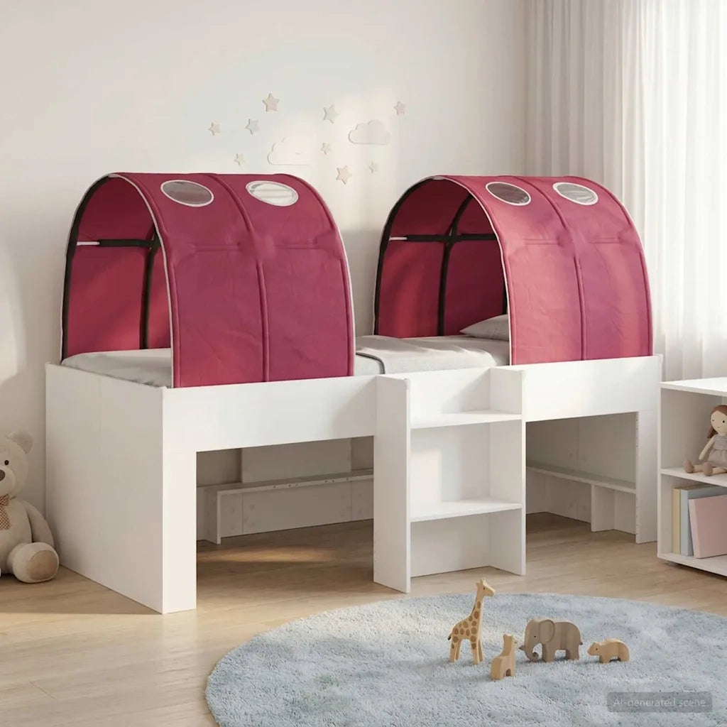 Letto con Tunnel 4 pcs Bianco e Rosso Legno ingegnerizzato 3423525