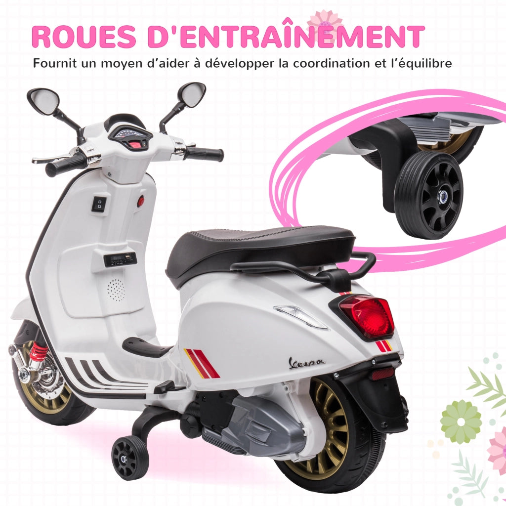 Scooter Elettrico Bambini Vespa 6V ¨C Minimal ¨C 107x47x73 cm Bianco