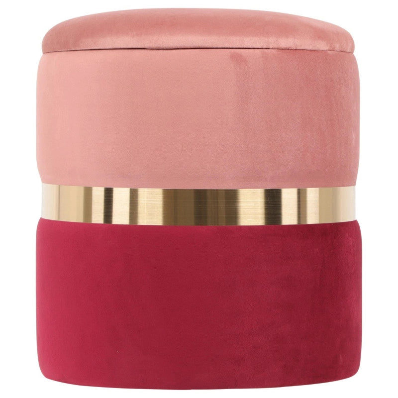 Set di 2 Pouf Contenitore Bicolore Jolene Rosa/burgundy 37x37x42