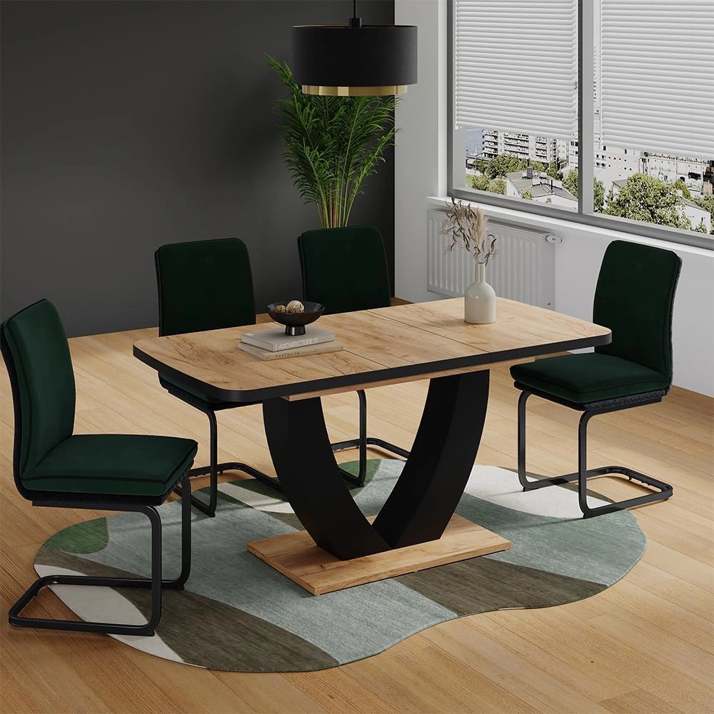tavolo da pranzo allungabile Fenaro, Nero/quercia, 120 x 80 cm Estensibile, con funzione di estensione per un adattamento flessibile delle dimensioni del tavolo