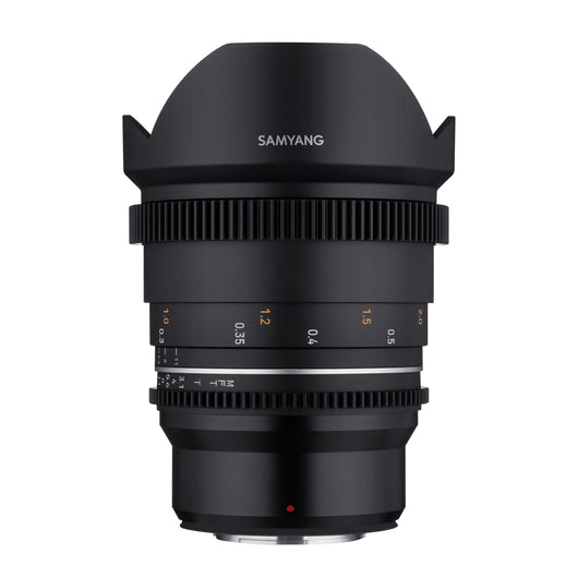 SAMYANG MF 14mm T3.1 VDSLR MK2 MFT - obiettivo ultragrandangolare veloce T3.1 per cine e video con innesto MFT, lunghezza focale fissa di 14 mm, cerchietti di messa a fuoco nero
