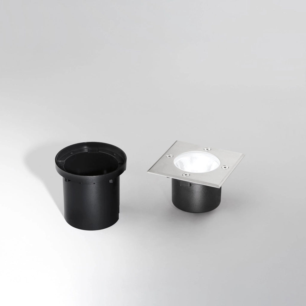 FARO A INCASSO CALPESTABILE LED WALK ACCIAIO QUADRATO 8W 930LM 3000K IP67 10X10X7,78CM