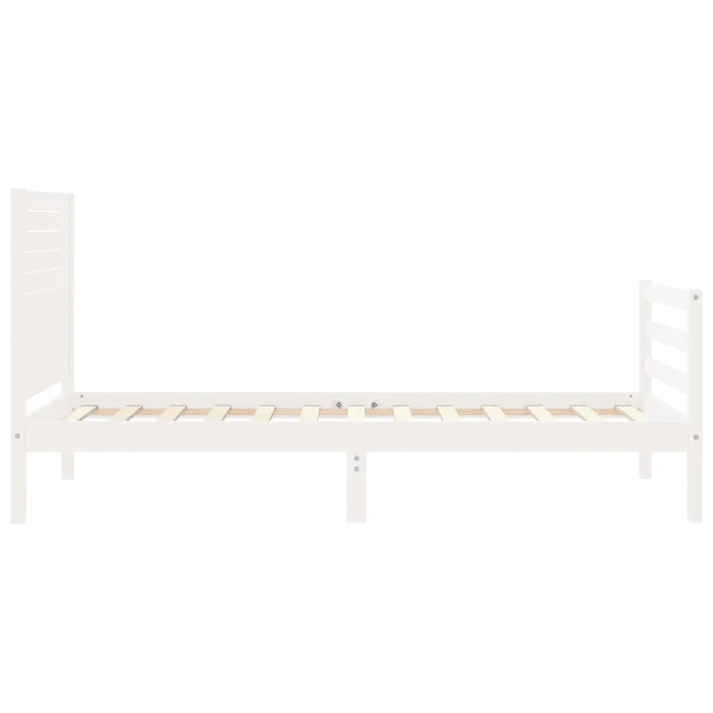 Giroletto con Testiera-Struttura Letto con testiera Bianco 90x200 cm in Legno Massello 436991