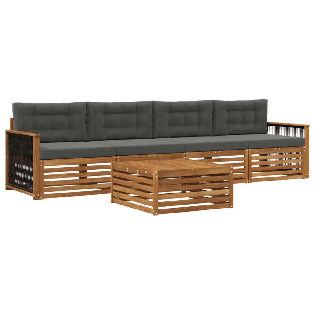 Set di divani da esterno 5 pz Naturale e Antracite 3382995