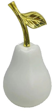 Decorazione Casa Ufficio Pera in Ceramica Bianco Opaco e Oro 24 cm