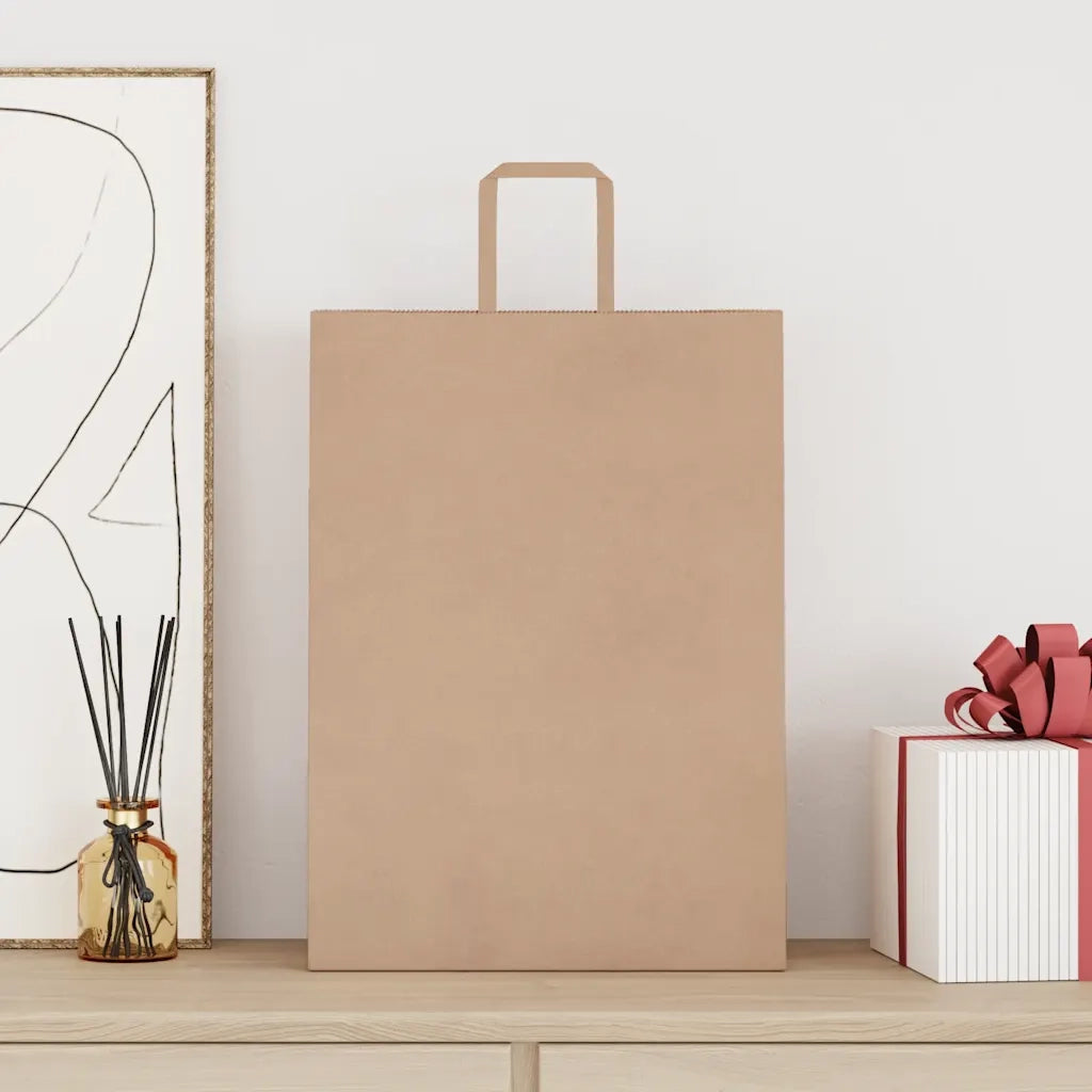 vidaXL Sacchetti di Carta 250 pz con Manici Marrone 32x17x44 cm