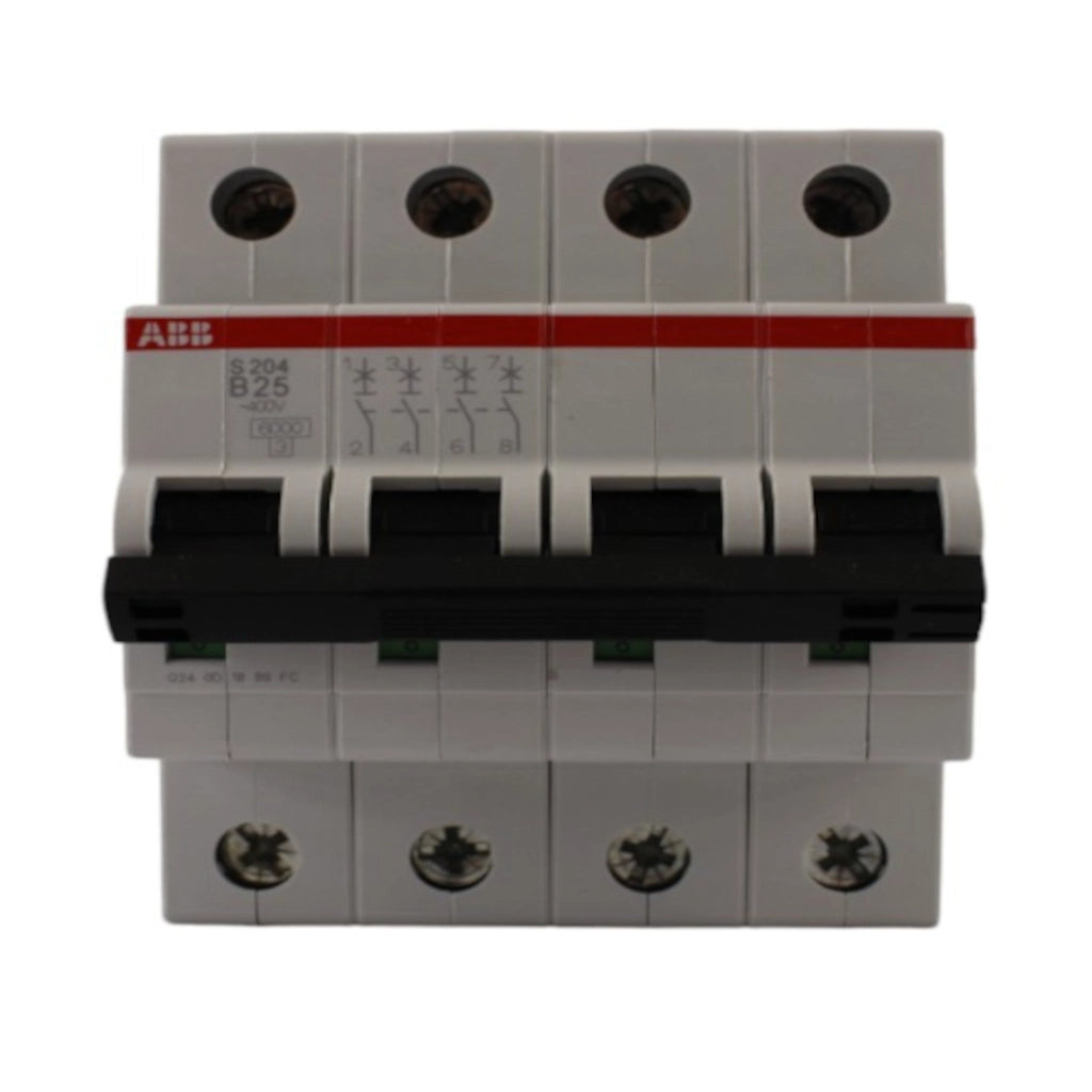Interruttore magnetotermico 4 poli 4 moduli 25A curva B 6kA ABB