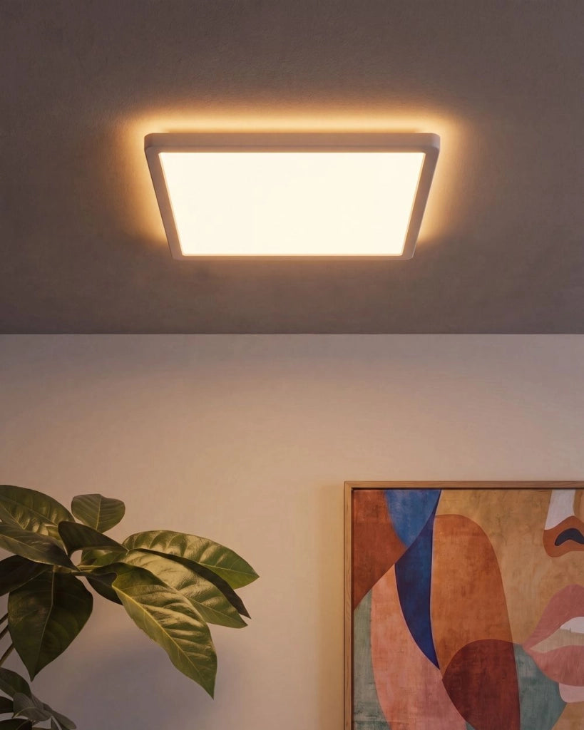 Plafoniera LED Bianco in Materiale Sintetico Quadrata 30 cm Pannello Luminoso LED a Filo Soffitto con Telecomando