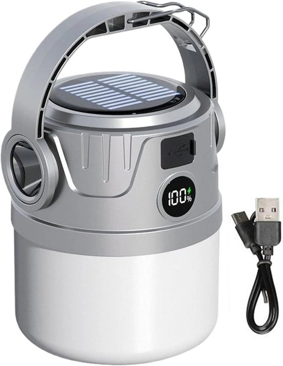 Lanterna da Campeggio - Lampada da Tenda LED - Illuminazione all'Aperto - Caricatore Solare USB - 12,9 x 11,9 x 10,9 cm - Multicolore