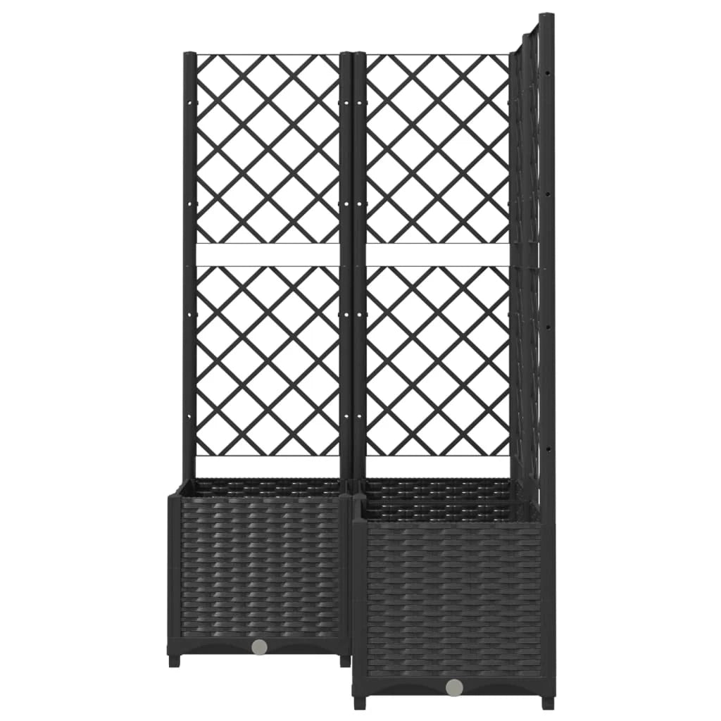Fioriera rialzata per piante fiori terrazza giardino con traliccio 80 x 80 x 136 cm PP nero 02_0038320