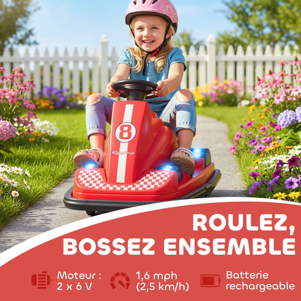 Auto Elettrica Bambini 6V con Rotazione 360' ¨C zephmum ¨C 74x53x48cm Rosso