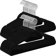 Kleehanger fluweel, antislip, 0,6 cm, 2 inkepingen, ruimte risparmia, 360 gradi girevole, nero, 50 pezzi
