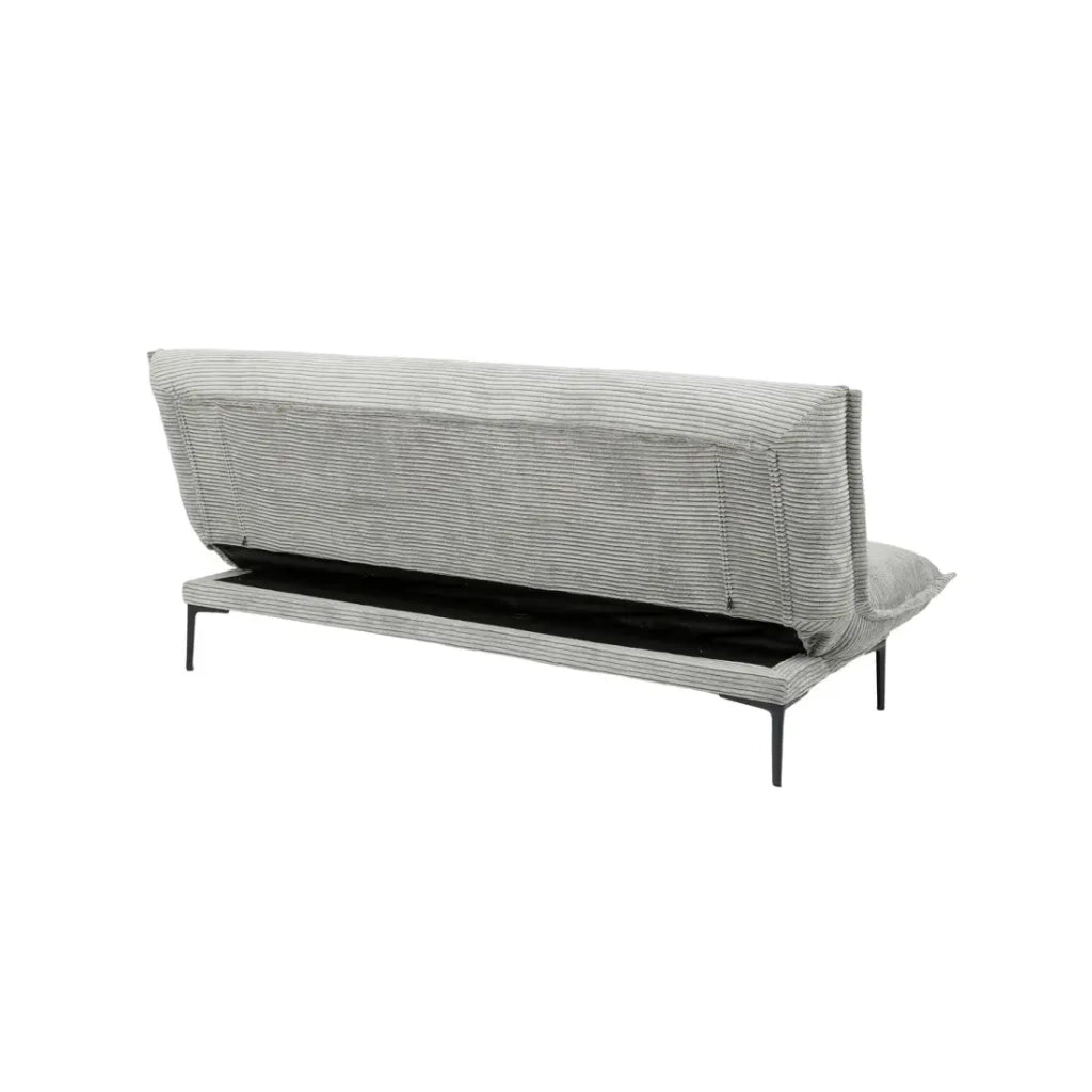 Divano letto VELARIS – Tessuto velluto grigio scuro – Struttura in legno – Materasso integrato – Elegante e compatto
