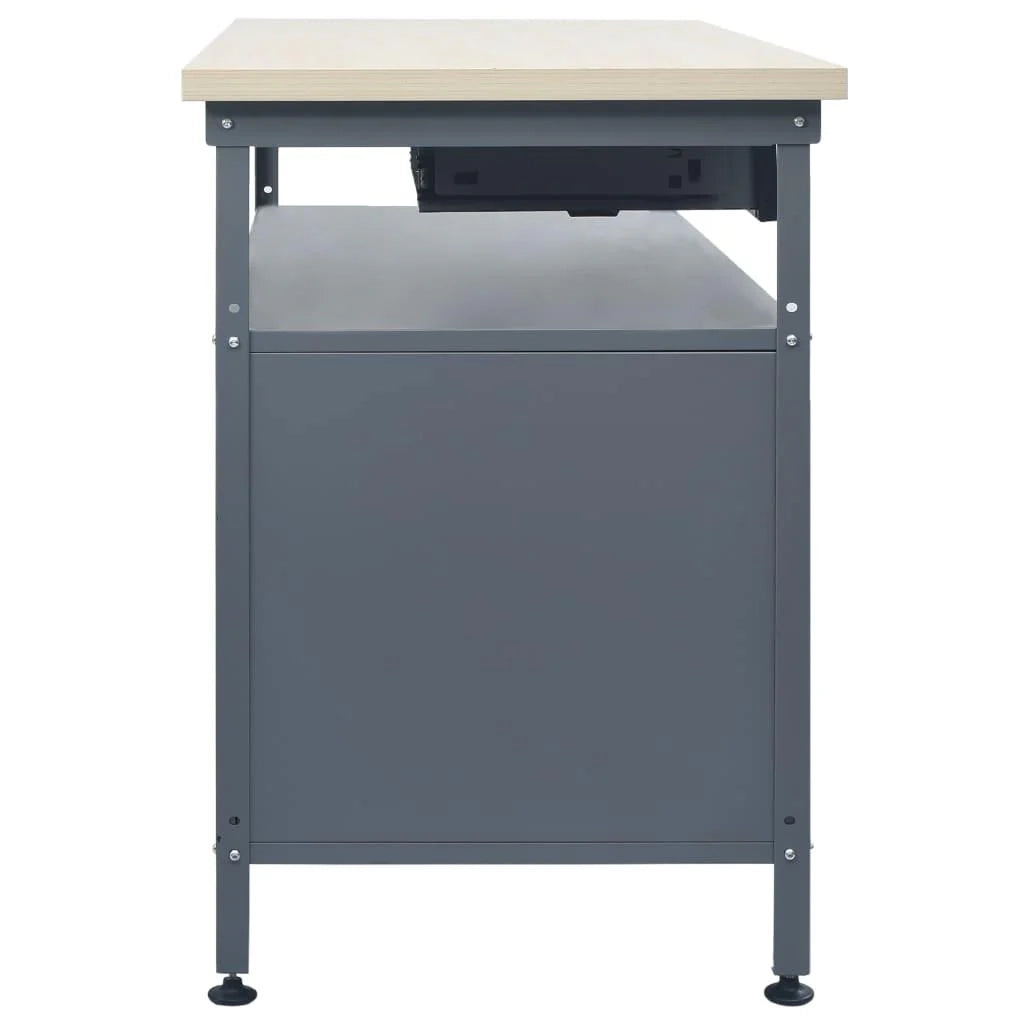 Banco da lavoro per lavori di riparazione tavolo da lavoro officina da garage spazio di stoccaggio robusto 120x60x85 cm acciaio nero 02_0003677