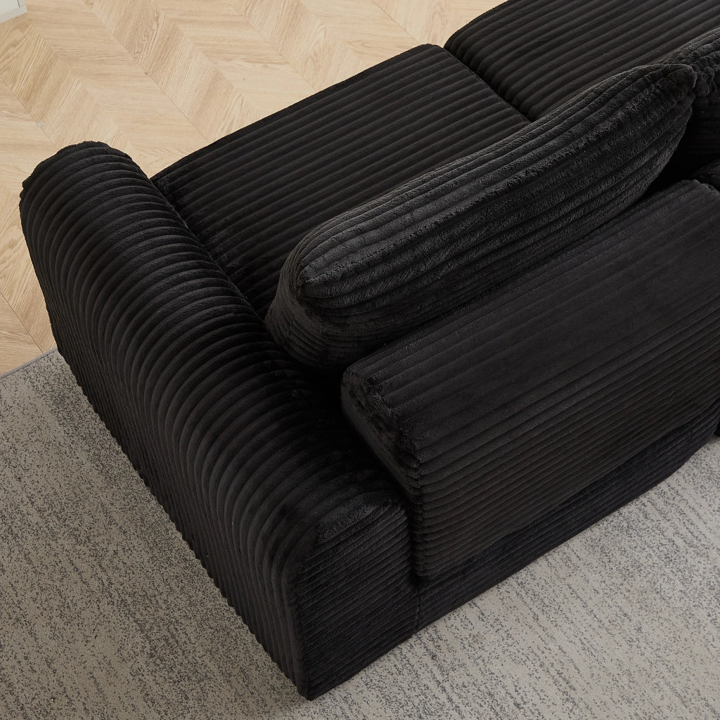 Divano Letto 2 in 1 con Pouf Estraibile e Cuscini ¨C Xylo ¨C Velluto a Coste Modulare