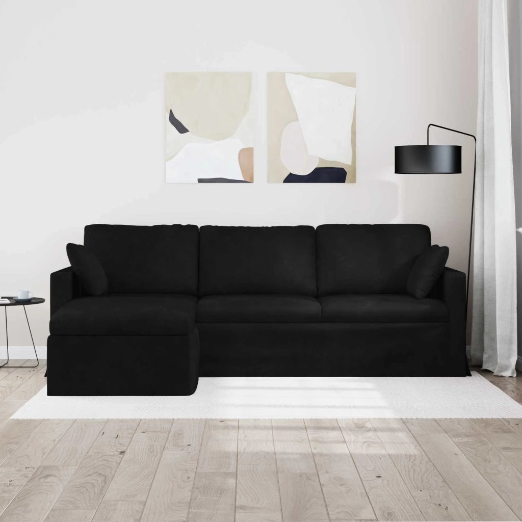 Divano Nero 198 x 134 x 80 cm Velluto