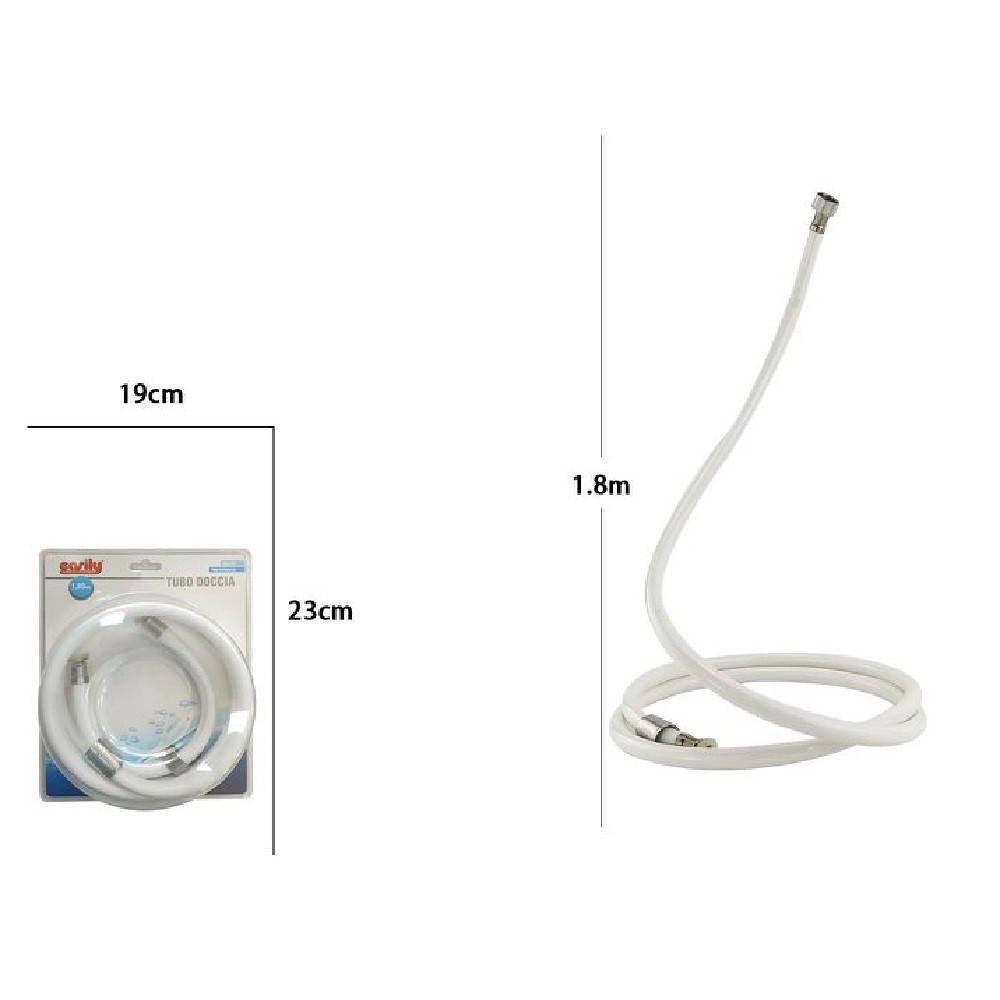 Trade Shop - Laccio Tubo Flessibile Doccia Pvc Bianco Universale Lunghezza 1,8 Metri 69236 -