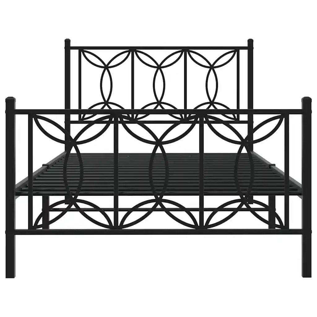 Giroletto con Testiera e Pediera Metallo Nero 100x200 cm 376141