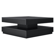 Tavolino da Caffè Florenz con Piano Girevole per Salotto Soggiorno 76 x 76 x 38 cm - Nero [en.casa]