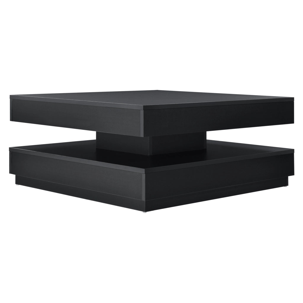 Tavolino da Caffè Florenz con Piano Girevole per Salotto Soggiorno 76 x 76 x 38 cm - Nero [en.casa]