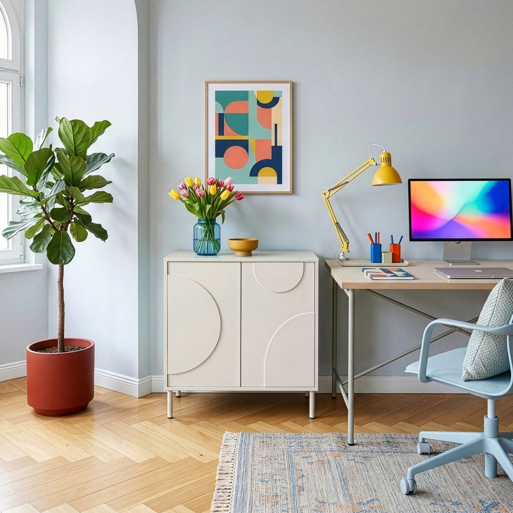 Credenza Holea Comò a 2 Ante 75 x 70 x 34 cm - Beige [en.casa]