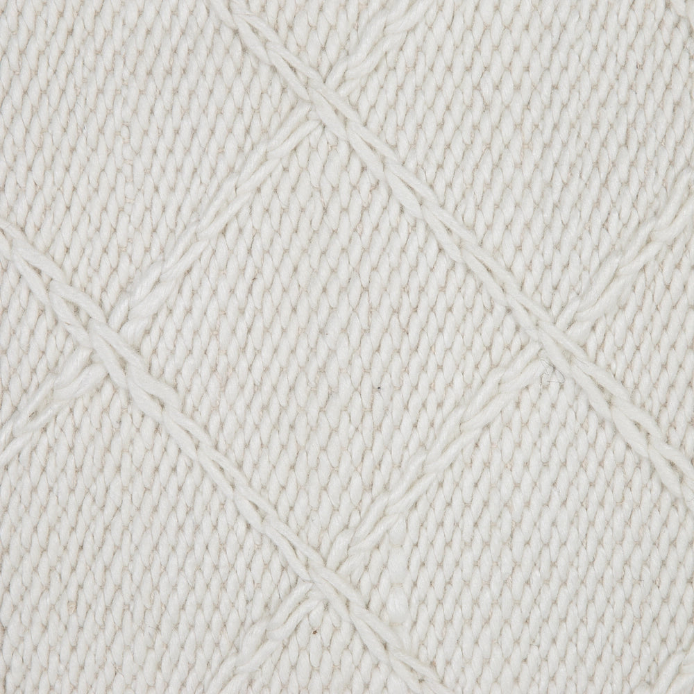 Tappeto tappetino Lana Bianco Sporco con Cotone 140 x 200 cm Rettangolare Intrecciato a Mano Motivo Geometrico Boho