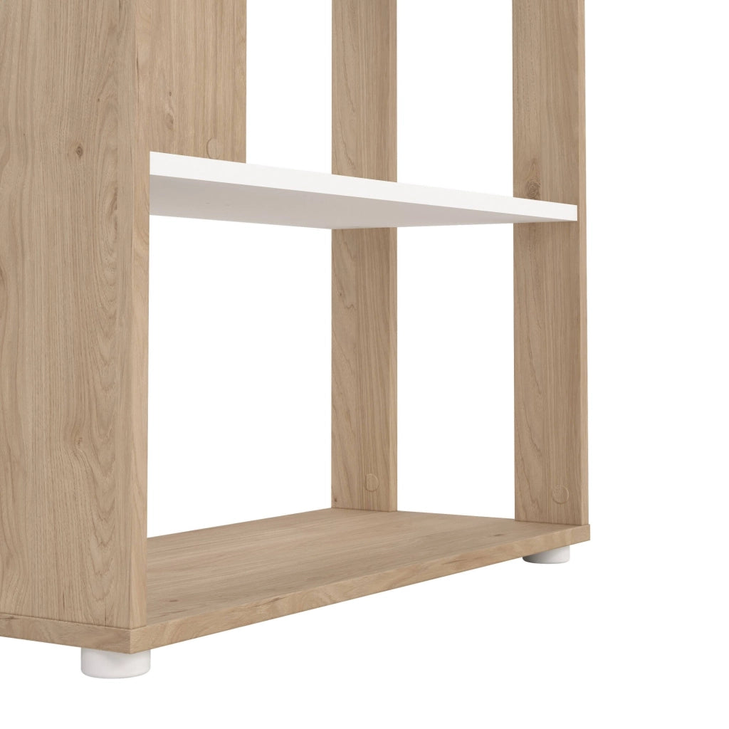 Libreria MuGuiying, Scaffale da ufficio, Mobile portalibri, Biblioteca, 80x34 h205 cm, Rovere e Bianco