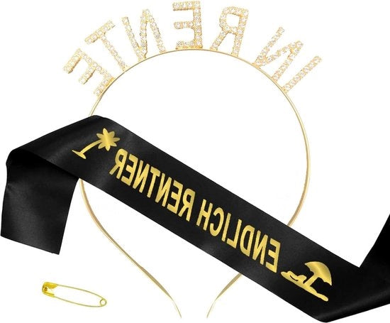 Due Accessori per la Pensione & Fascia per Capelli - Finalmente in Pensione - Accessori per la Pensione - Regalo per la Pensione - Festa di Pensionamento - Addio - Decorazione per la Pensione