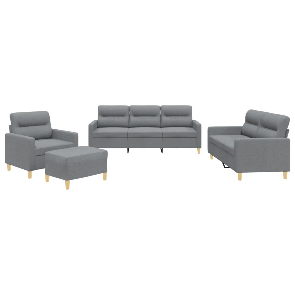 Set di Divani 4 pz con Cuscini Grigio Chiaro in Tessuto 3201544