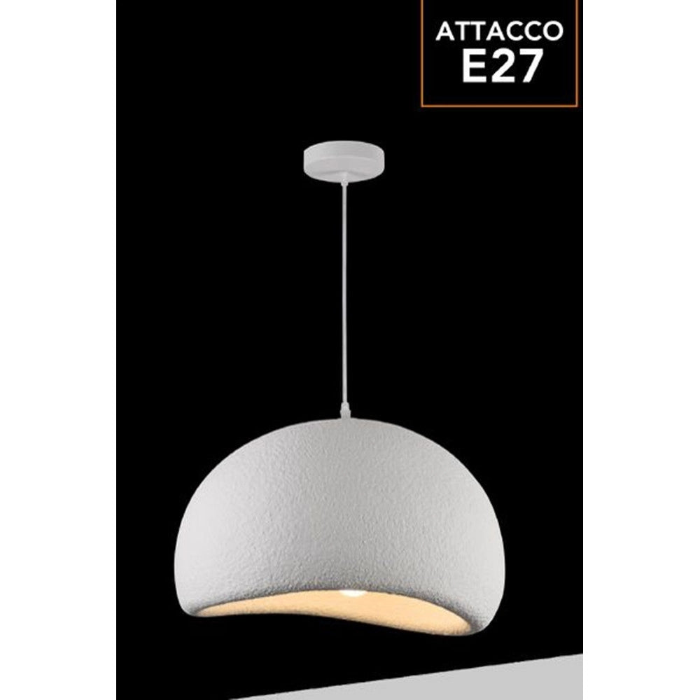 Trade Shop - Lampadario A Sospensione Soffitto Effetto Pietra Bianco ø40/50/60cm Attacco E27 Ip20 B16-b -    -50 Cm   -