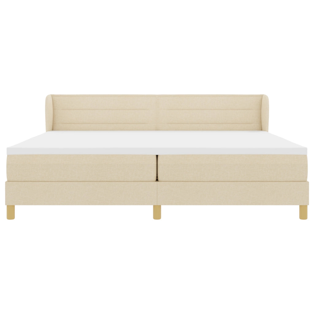 Letto Box Spring con Materasso Crema 200x200 cm Tessuto