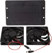 Pannello Fotovoltaico con Ventilatore Doppio - 10 W - 12 V - Esterno - Capannone - Serra - Autoportante