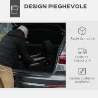 Deambulatore Pieghevole in Allumino ad Altezza Regolabile con Borsa, 64x67x80-92 cm, Nero e Argento