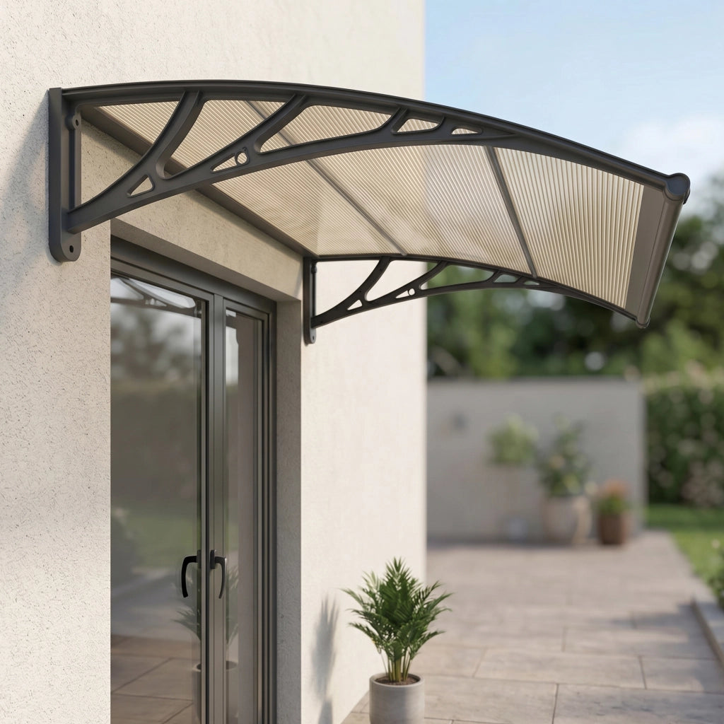 Pensilina per Ingresso Mellerud in Policarbonato 150 x 100 cm Marrone / Nero [en.casa]