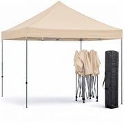 Gazebo Professionale Con Struttura A Fisarmonica Richiudibile Automatico In Acciaio E Telo Oxford 1200D PVC Impermeabile E Anti UV Dotato Di Sacche Zavorra E Borsa Trasporto Per Sagre Feste Eventi 3x3 M Beige