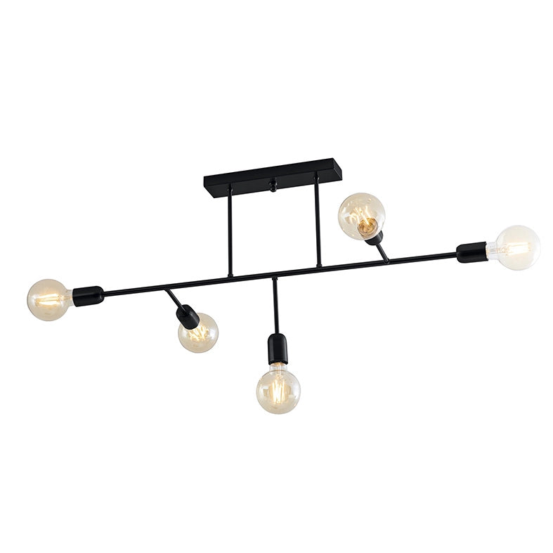VALO Plafoniera Moderna a 5 Luci E27 IP20 in Metallo Nero Opaco - Design Minimale per Illuminazione Diffusa di Interni - Rossini Group