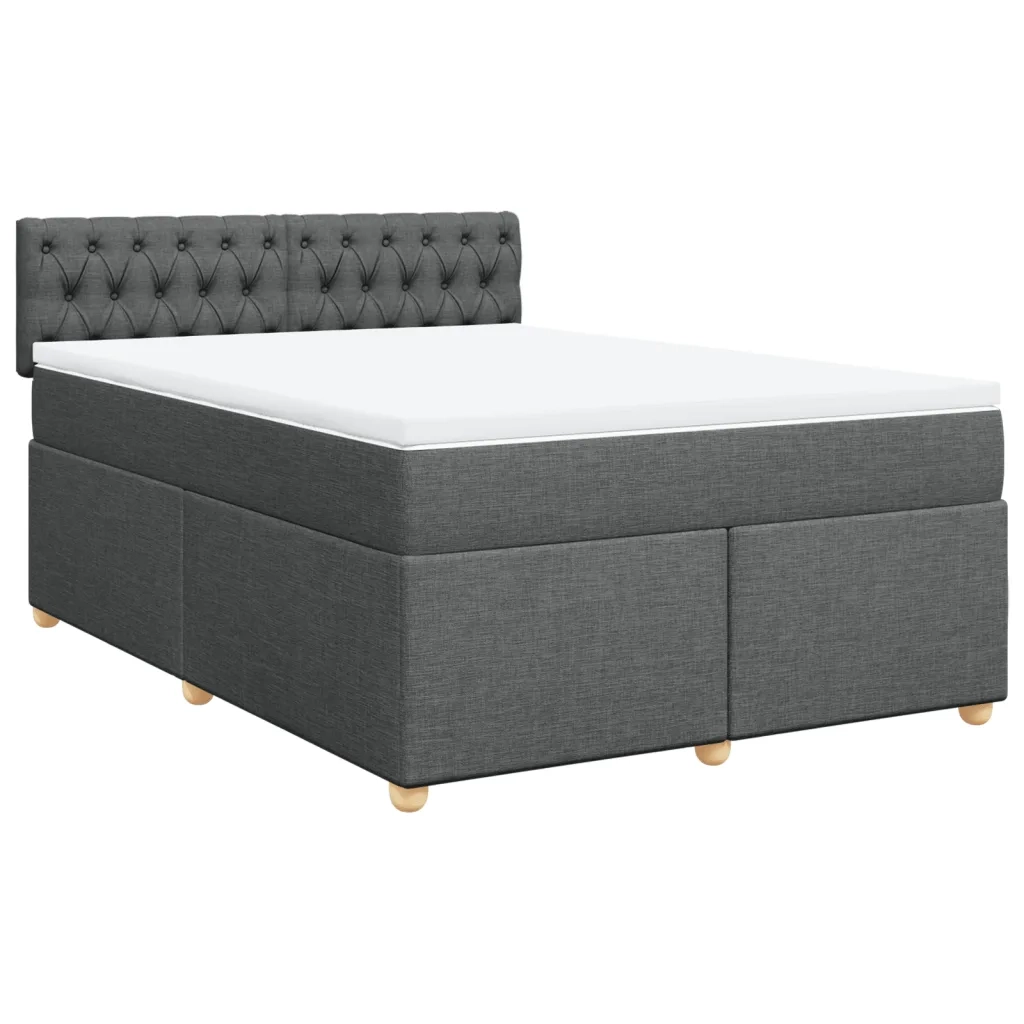 Giroletto a Molle con Materasso Grigio Scuro 140x190 cm Tessuto