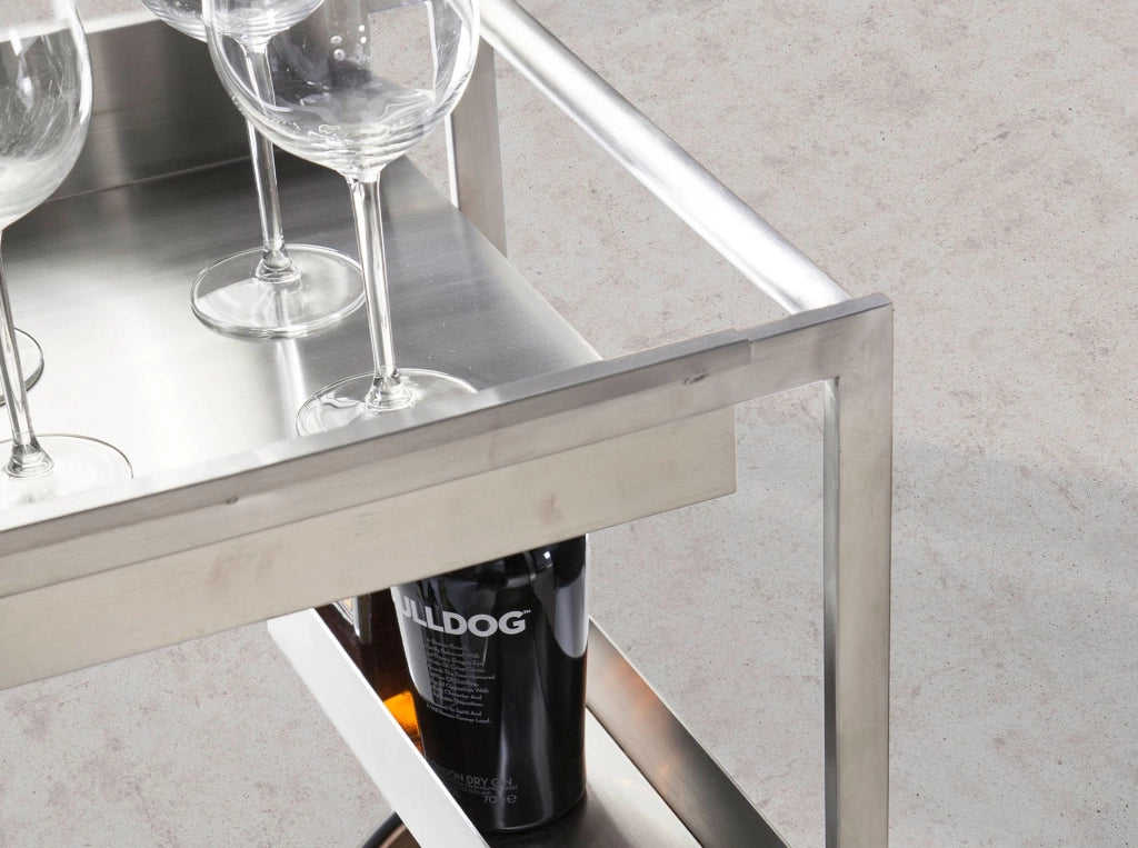 Carrello minibar in acciaio e noce