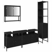 Set di mobili per il Bagno | Armadio da bagno 4 pz Rovere nero Legno multistrato