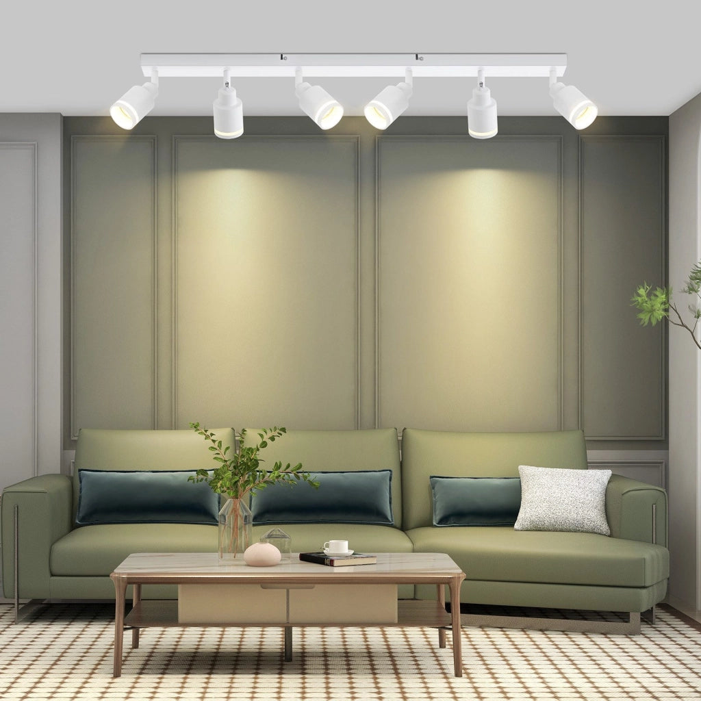 ZMH Faretto da soffitto bianchi 6 luci GU10 metallo orientabili moderni per camera letto sala pranzo senza lampadina