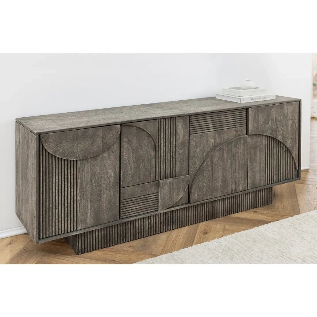 Buffet 170 cm 4 porte legno massiccio mango grigio fumé - Collezione ORINO