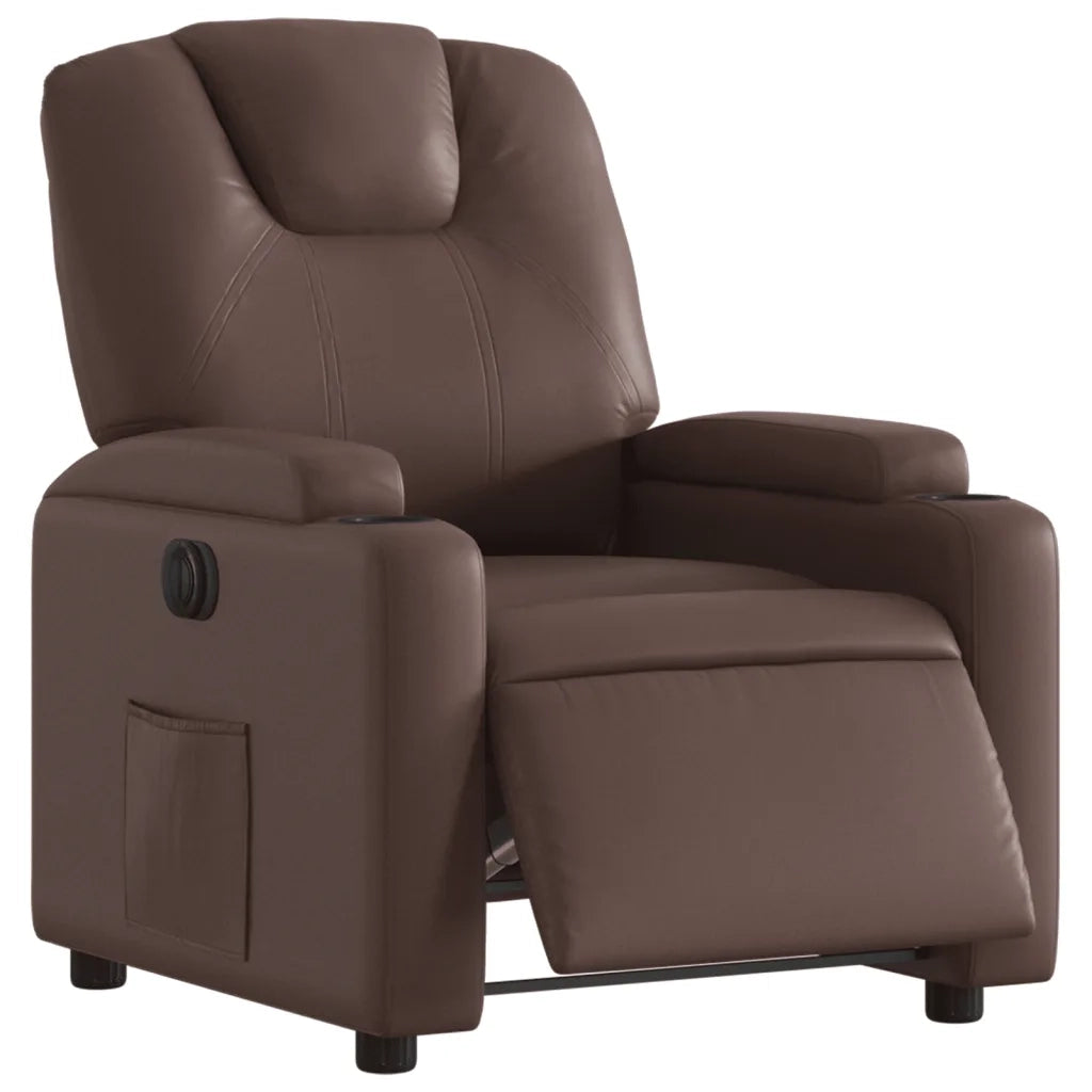 Poltrona Reclinabile Elettrica Marrone in Similpelle