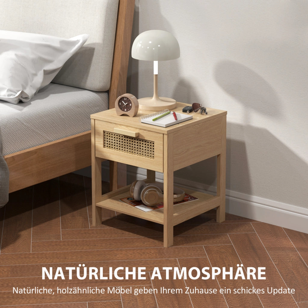 COMODINO 40x40x48,4 cm in legno naturale con 1 cassetto e ripiano inferiore