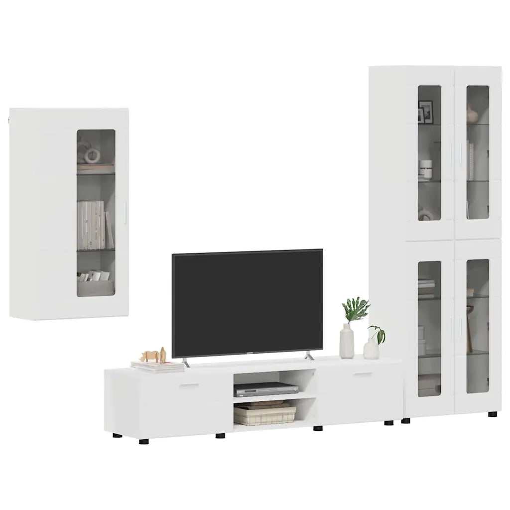 Set mobile TV con porta FLORIN 3 pcs Bianco Legno multistrato