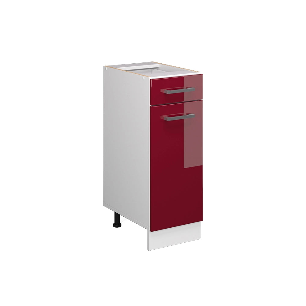 Mobiletto base per cucina R-Line Rosso lucido/Bianco 30 cm senza piano di lavoro Vicco
