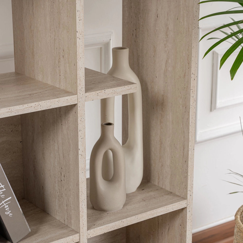 Libreria in legno "Manco" - 122 x 25 x 188 cm - Travertino