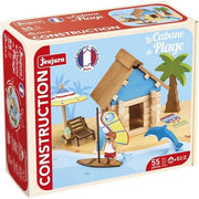 The Beach Hut 55 Pezzi - JEUJURA - Gioco di Costruzioni in Legno Naturale, Tappetino e Accessori Inclusi, 22x18,5x8,5 cm