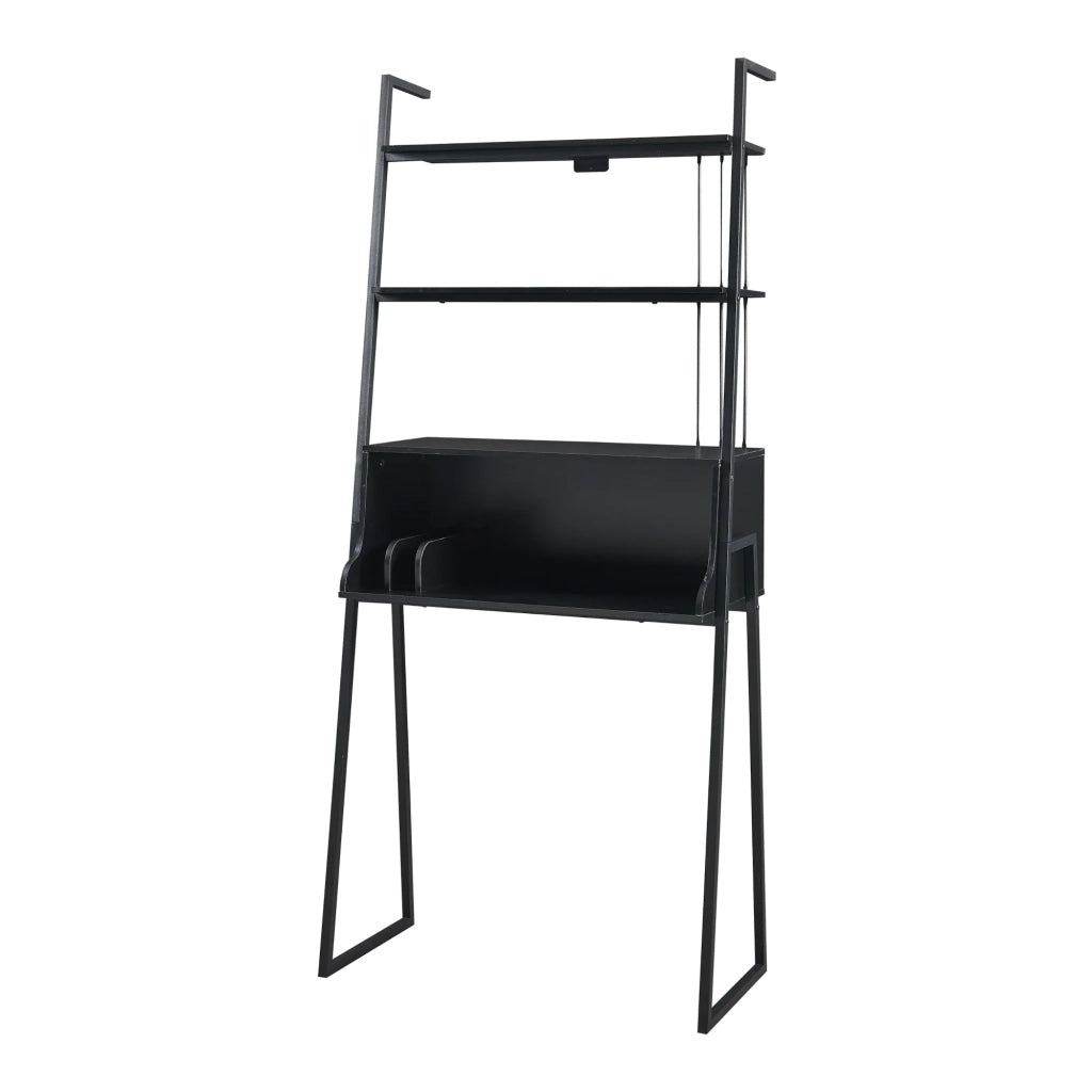 Set di 3 mobili tra cui scrivania porta TV e ripiano a scala nero 03_0009387