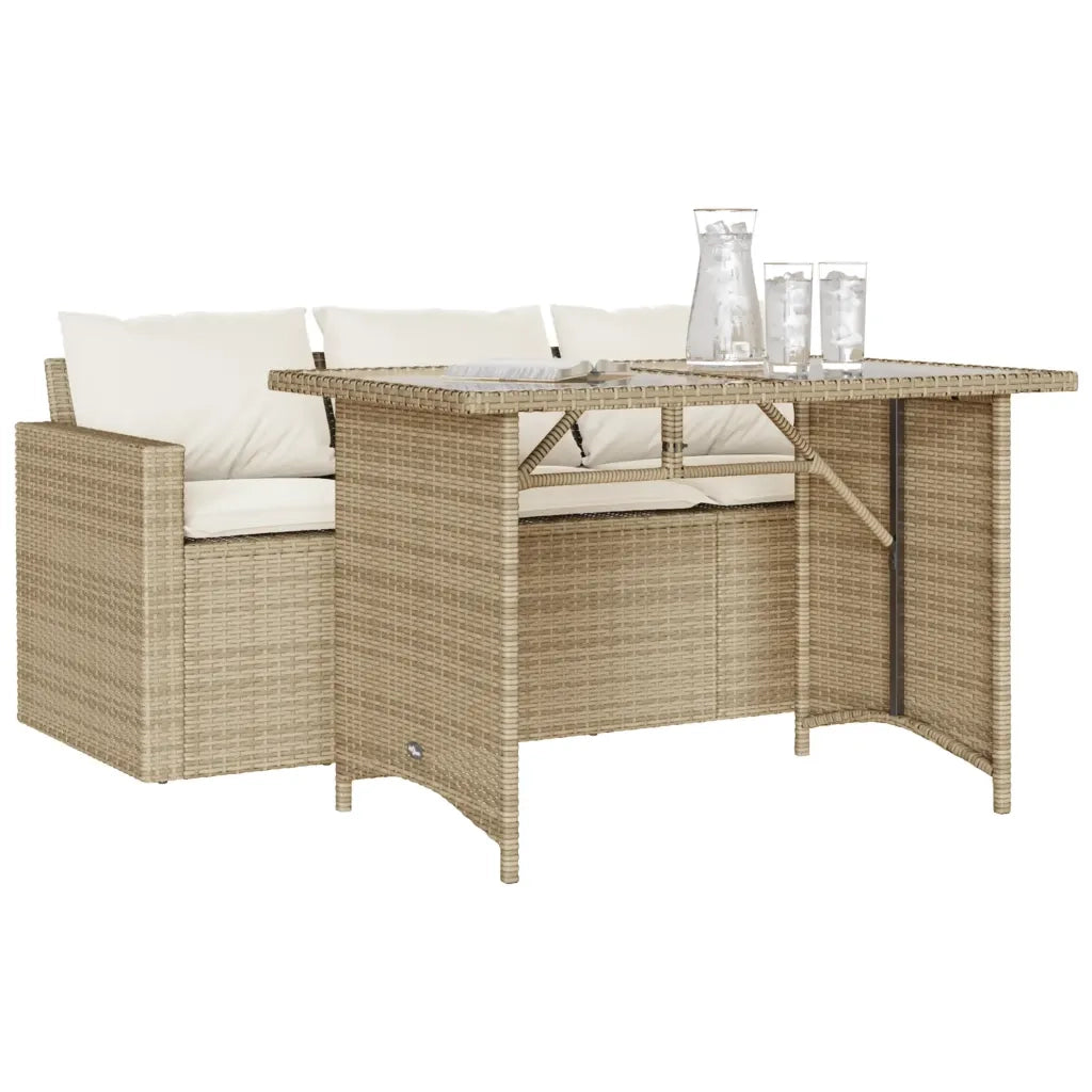 Set da Pranzo da Giardino 2 pz con Cuscini Beige in Polyrattan 366332