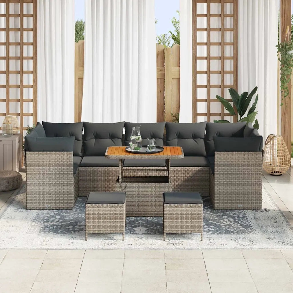 Set Divano da Giardino con cuscino 10 pcs Grigio 3363423